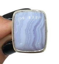 Load image into Gallery viewer, Blue Lace Agate Ring, Size 5.75, Sterling Silver, Rectangle Shaped - GemzAustralia 