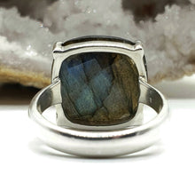 Load image into Gallery viewer, Labradorite Ring, Size 6.75, Sterling Silver, Checkerboard faceted, Square Shape - GemzAustralia 