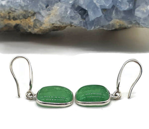 Canadian Jade Earrings, Square Cushion Shaped, Sterling Silver, British Columbia Nephrite - GemzAustralia 