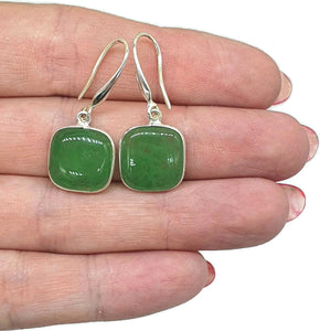 Canadian Jade Earrings, Square Cushion Shaped, Sterling Silver, British Columbia Nephrite - GemzAustralia 