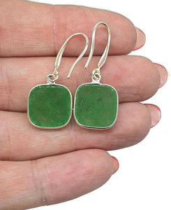 Canadian Jade Earrings, Square Cushion Shaped, Sterling Silver, British Columbia Nephrite - GemzAustralia 