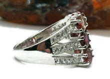 Load image into Gallery viewer, Pink Tourmaline Ring, 925 Sterling Silver, Nine stone Ring, Heart Chakra - GemzAustralia 