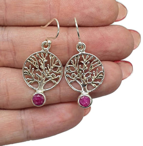 Tree of Life Ruby Earrings, Sterling Silver, July Birthstone, Natural Ruby gems - GemzAustralia 