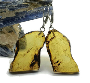 Raw Edge Amber Earrings, Mexican Chiapas Amber, Sterling Silver, 30 million years - GemzAustralia 