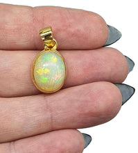 Load image into Gallery viewer, Oval Ethiopian Opal Pendant, Sterling Silver, 18K Gold Plated, October Birthstone - GemzAustralia 