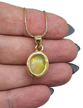 Load image into Gallery viewer, Oval Ethiopian Opal Pendant, Sterling Silver, 18K Gold Plated, October Birthstone - GemzAustralia 