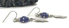 Load image into Gallery viewer, Raw Tanzanite Feather Earrings, Sterling Silver, Blue / Purple Gem, Psychic Stone - GemzAustralia 
