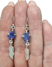 Load image into Gallery viewer, Raw Tanzanite Feather Earrings, Sterling Silver, Blue / Purple Gem, Psychic Stone - GemzAustralia 