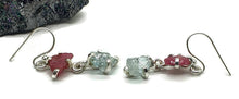 Load image into Gallery viewer, Raw Ruby &amp; Aquamarine Earrings, Sterling Silver, July and March Birthstones - GemzAustralia 