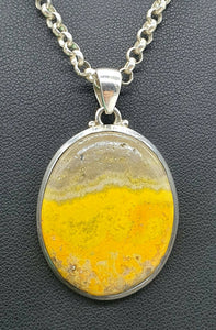 Eclipse Jasper Pendant, Bumblebee Jasper, Sterling Silver, Oval Shape - GemzAustralia 