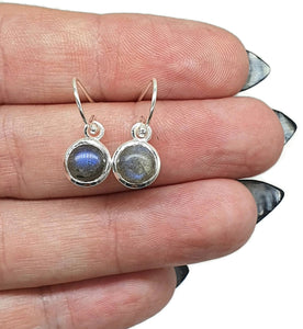 Labradorite Earrings, Round Shaped, Sterling Silver, Blue Labradorite - GemzAustralia 