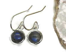 Load image into Gallery viewer, Labradorite Earrings, Round Shaped, Sterling Silver, Blue Labradorite - GemzAustralia 