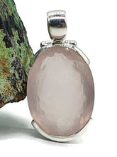 Load image into Gallery viewer, Rose Quartz Pendant, 24 Carats, Sterling Silver, Oval Faceted, Love Stone - GemzAustralia 