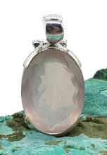 Load image into Gallery viewer, Rose Quartz Pendant, 24 Carats, Sterling Silver, Oval Faceted, Love Stone - GemzAustralia 