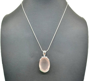 Rose Quartz Pendant, 24 Carats, Sterling Silver, Oval Faceted, Love Stone - GemzAustralia 