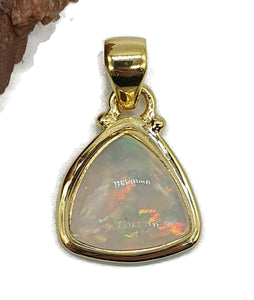 Solid Ethiopian Opal Pendant, Sterling Silver, 18K Gold Plated, October Birthstone - GemzAustralia 