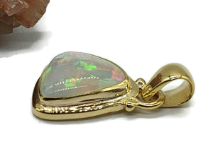 Solid Ethiopian Opal Pendant, Sterling Silver, 18K Gold Plated, October Birthstone - GemzAustralia 