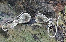 Load image into Gallery viewer, Prasiolite Earrings, Pear Faceted, Green Amethyst Gemstone, Sterling Silver, Bezel Set - GemzAustralia 