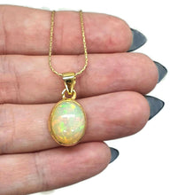 Load image into Gallery viewer, Oval Ethiopian Opal Pendant, Sterling Silver, 18K Gold Plated, October Birthstone - GemzAustralia 