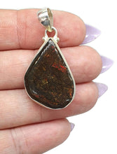 Load image into Gallery viewer, Red Ammolite Pendant, Sterling Silver, Teardrop Shaped, Opal like Gemstone - GemzAustralia 