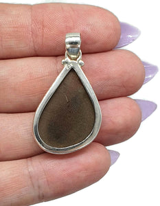 Red Ammolite Pendant, Sterling Silver, Teardrop Shaped, Opal like Gemstone - GemzAustralia 