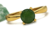 Load image into Gallery viewer, Jade Solitaire Ring, Size 8, Sterling Silver, 18k Gold Electroplated - GemzAustralia 