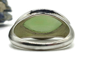 Aventurine Ring, Size 8, Sterling Silver, Marquise Shaped, Side Set Stone, Shimmering - GemzAustralia 