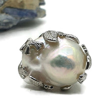 Load image into Gallery viewer, Baroque Pearl Ring, Size 8, Sterling Silver, Adjustable, Giant Flameball Fireball Pearl - GemzAustralia 