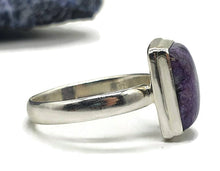 Load image into Gallery viewer, Charoite Ring, Sterling Silver, Size 11, Rectangle Shape, Swirls of Violet - GemzAustralia 