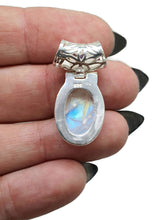 Load image into Gallery viewer, Rainbow Moonstone Pendant, Sterling Silver, Oval Shape, Goddess Gemstone - GemzAustralia 