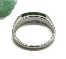 Load image into Gallery viewer, Canadian Nephrite Jade Bar Ring, Size 8, Sterling Silver, British Columbia Green Jade - GemzAustralia 