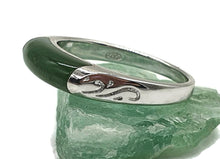 Load image into Gallery viewer, Canadian Nephrite Jade Bar Ring, Size 8, Sterling Silver, British Columbia Green Jade - GemzAustralia 