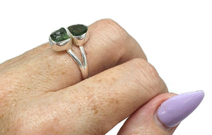 Green Apatite Ring, Size 9, Sterling Silver, Raw Gemstone Ring, Rough Apatite Ring - GemzAustralia 