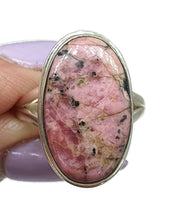 Load image into Gallery viewer, Rhodonite &amp; Black Manganese Ring, Size 9, Sterling Silver, Pink Manganese - GemzAustralia 