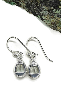 Prasiolite Earrings, Pear Faceted, Green Amethyst Gemstone, Sterling Silver, Bezel Set - GemzAustralia 