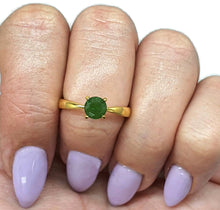 Load image into Gallery viewer, Jade Solitaire Ring, Size 8, Sterling Silver, 18k Gold Electroplated - GemzAustralia 