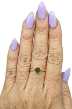 Load image into Gallery viewer, Jade Solitaire Ring, Size 8, Sterling Silver, 18k Gold Electroplated - GemzAustralia 