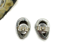 Load image into Gallery viewer, Ammolite Stud Earrings, Sterling Silver, Pear Shaped, Fossilized Shells of Ammonites - GemzAustralia 