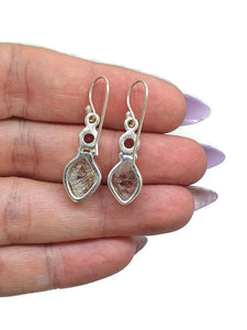 Herkimer Diamond & Amethyst Earrings, April & February Birthstones, Sterling Silver - GemzAustralia 