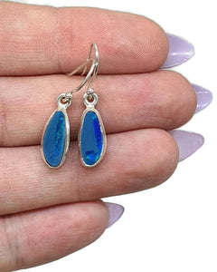 Australian Opal Earrings, Sterling Silver, Blue Opal, Lucky Stone, Hope Stone - GemzAustralia 