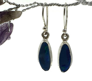 Australian Opal Earrings, Sterling Silver, Blue Opal, Lucky Stone, Hope Stone - GemzAustralia 