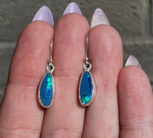 Load image into Gallery viewer, Australian Opal Earrings, Sterling Silver, Blue Opal, Lucky Stone, Hope Stone - GemzAustralia 