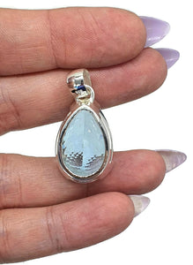 Swiss Blue Topaz Pendant, Huge 36 carats, Pear Faceted, Sterling Silver, December Gem - GemzAustralia 