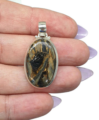 Obsidian Pendant, Oval Shaped, Australian Gem, Sterling Silver, Volcanic Gem - GemzAustralia 