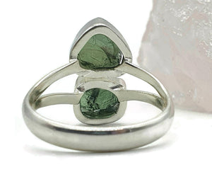 Green Apatite Ring, Size 9, Sterling Silver, Raw Gemstone Ring, Rough Apatite Ring - GemzAustralia 