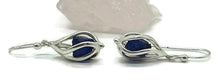 Load image into Gallery viewer, September Birthstone Earrings, Raw Sapphire Cage Earrings, Sterling Silver - GemzAustralia 