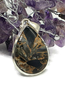 Australian Obsidian Pendant, Pear Shaped, Sterling Silver, Volcanic Gem, Truth stone - GemzAustralia 