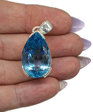 Load image into Gallery viewer, Swiss Blue Topaz Pendant, Huge 36 carats, Pear Faceted, Sterling Silver, December Gem - GemzAustralia 